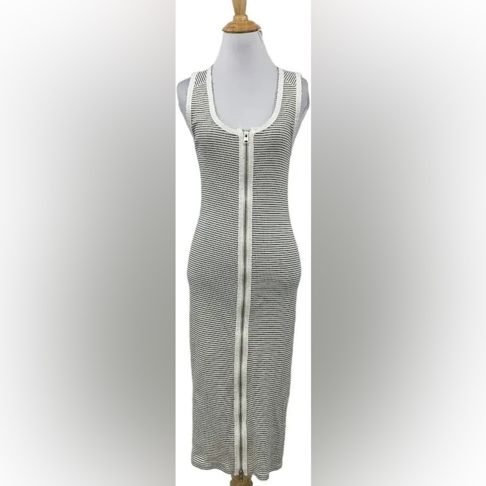 All Saints Zipper Striped Black and White Dress